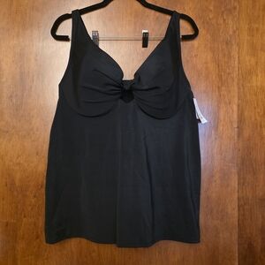 NWT Cacique Swim Underwire Knot-Front Tankini Top 42DD Lane Bryant